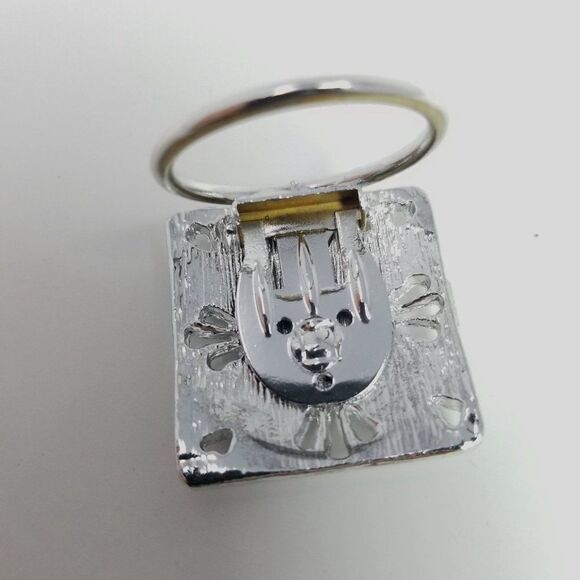 Vintage Square Scarf Clip, Silver Tone Cross Shape Design, Retro Estate - Picture 4 of 7